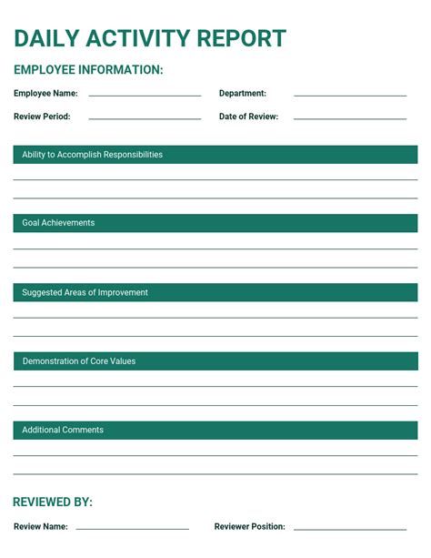 monthly work activity report template